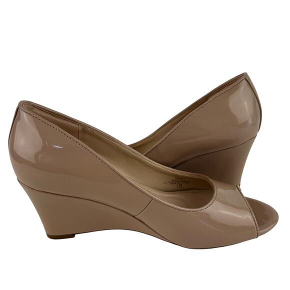EASY‎ SPIRIT COLEEN PEEP TOE FAUX LEATHER WEDGES IN NATURAL NWOB WOMEN'S 8.5M - Picture 4 of 12